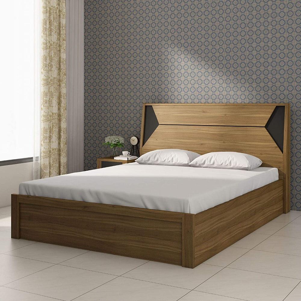 Dollo Wooden Bed In Tan With Storage King Pro