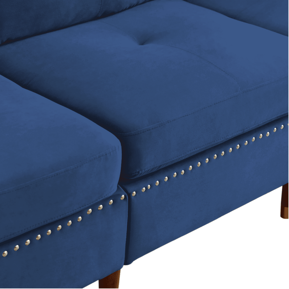 Glossy Sectional Suede Sofa Set With Ottoman