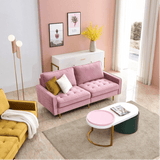 Block Down Straight Line Sofa Set 3 Seater Pink