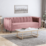 Bobran Modern Sofa Set in Suede Pink