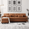 Viatol High Back Couch Mid-century Suede Leather Wood Legs Chaise Sofa - Luxe Maple