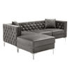 Lotus Grey Chesterfield Sectional Sofa Set - Luxe Maple