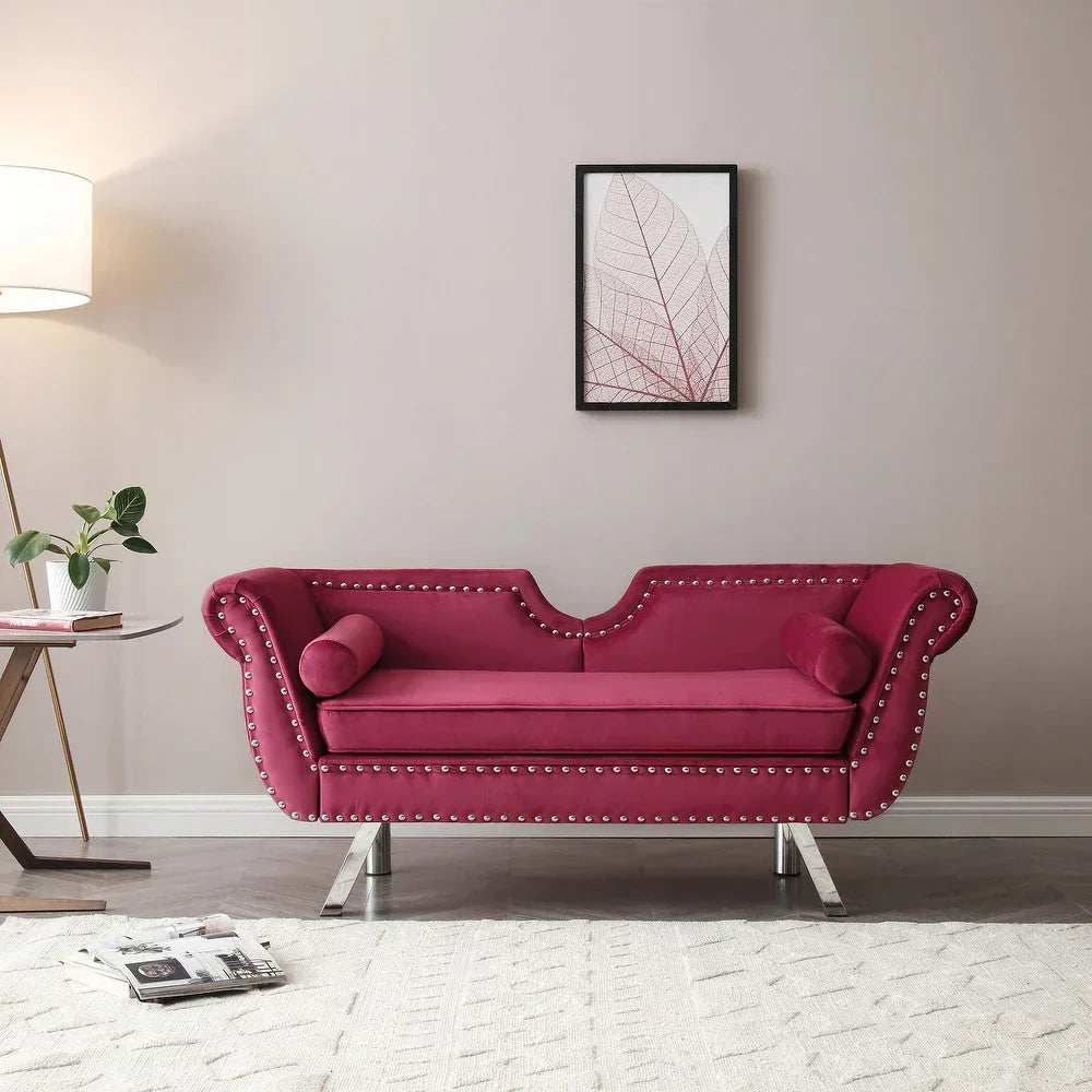 Pintop Luxury Sofa Set in Suede Maroon