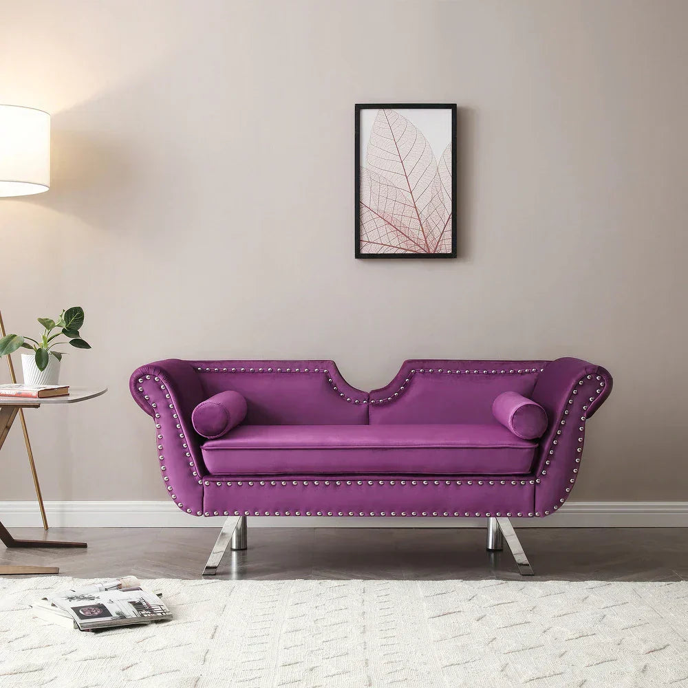 Pintop Luxury Sofa Set in Suede Purple