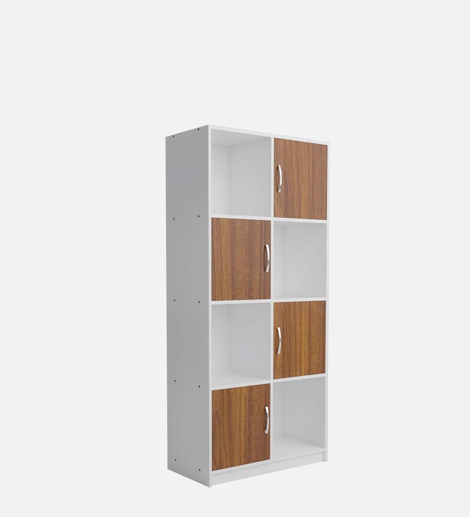 Akaya Bookshelf In White & Walnut - Luxe Maple