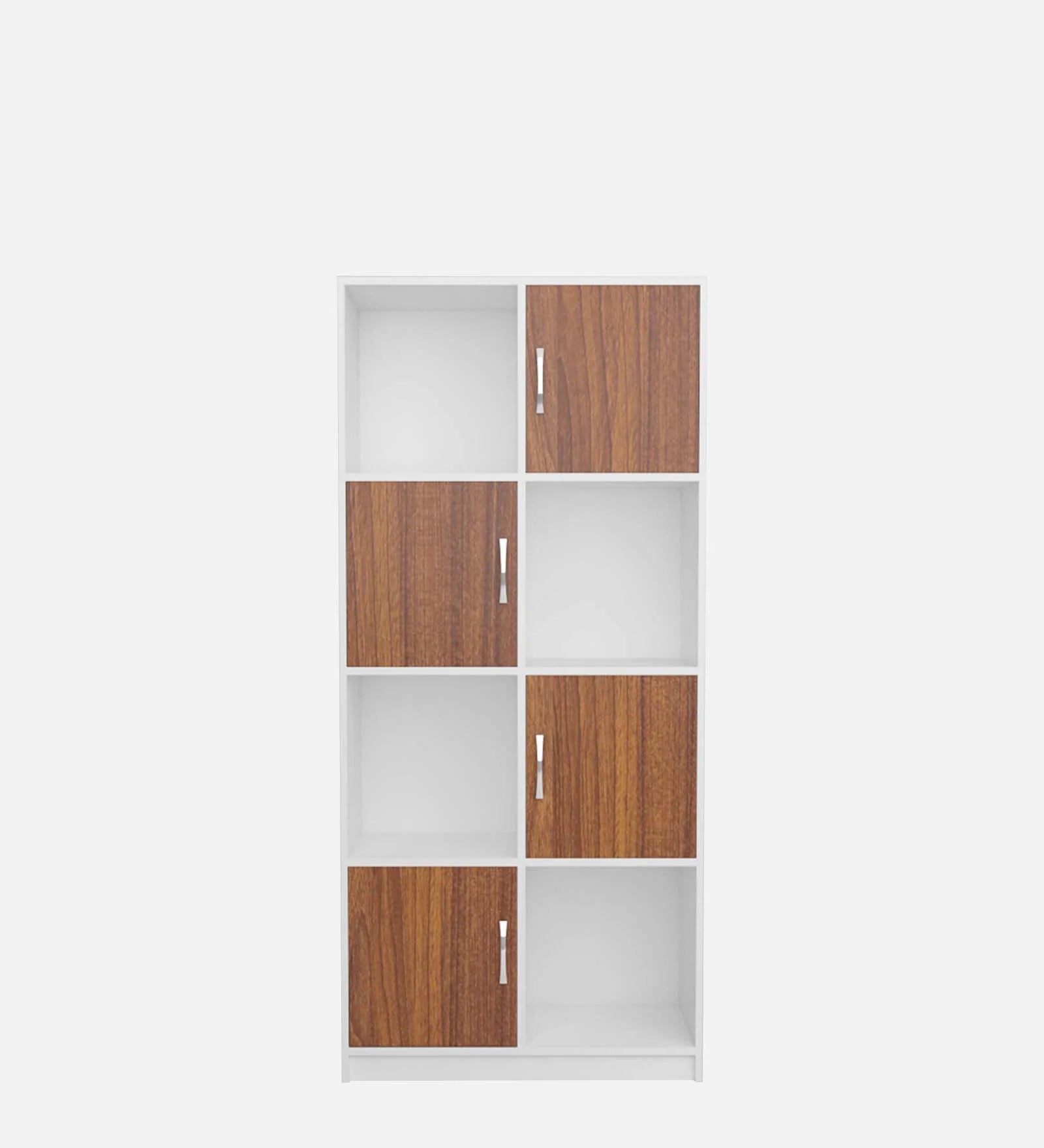 Akaya Bookshelf In White & Walnut - Luxe Maple
