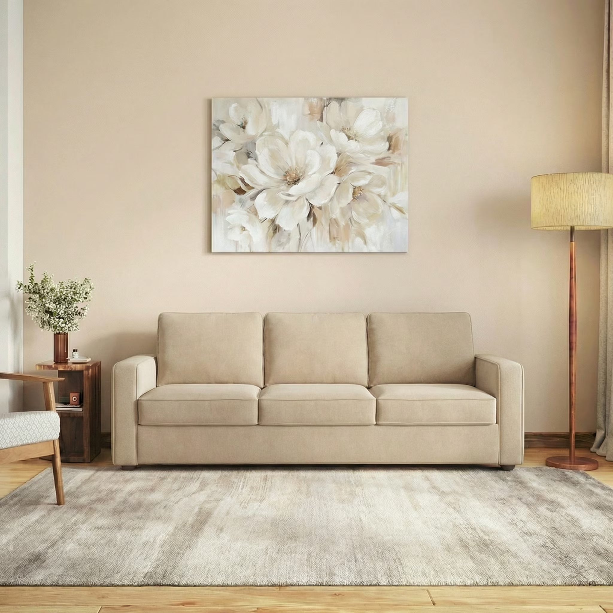 Apollo Suede Sofa Set - Luxe Maple Beige
