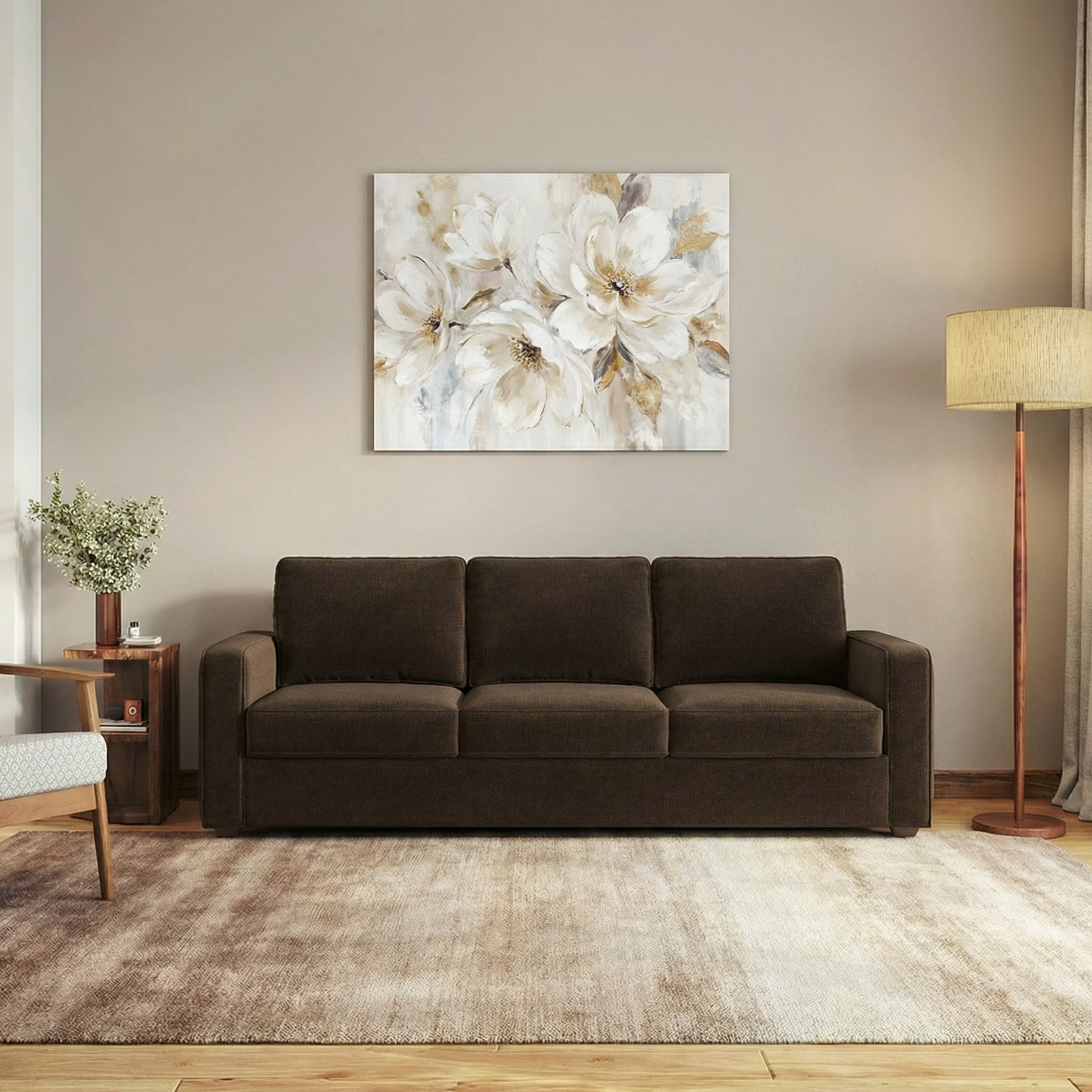 Apollo Suede Sofa Set - Luxe Maple Brown