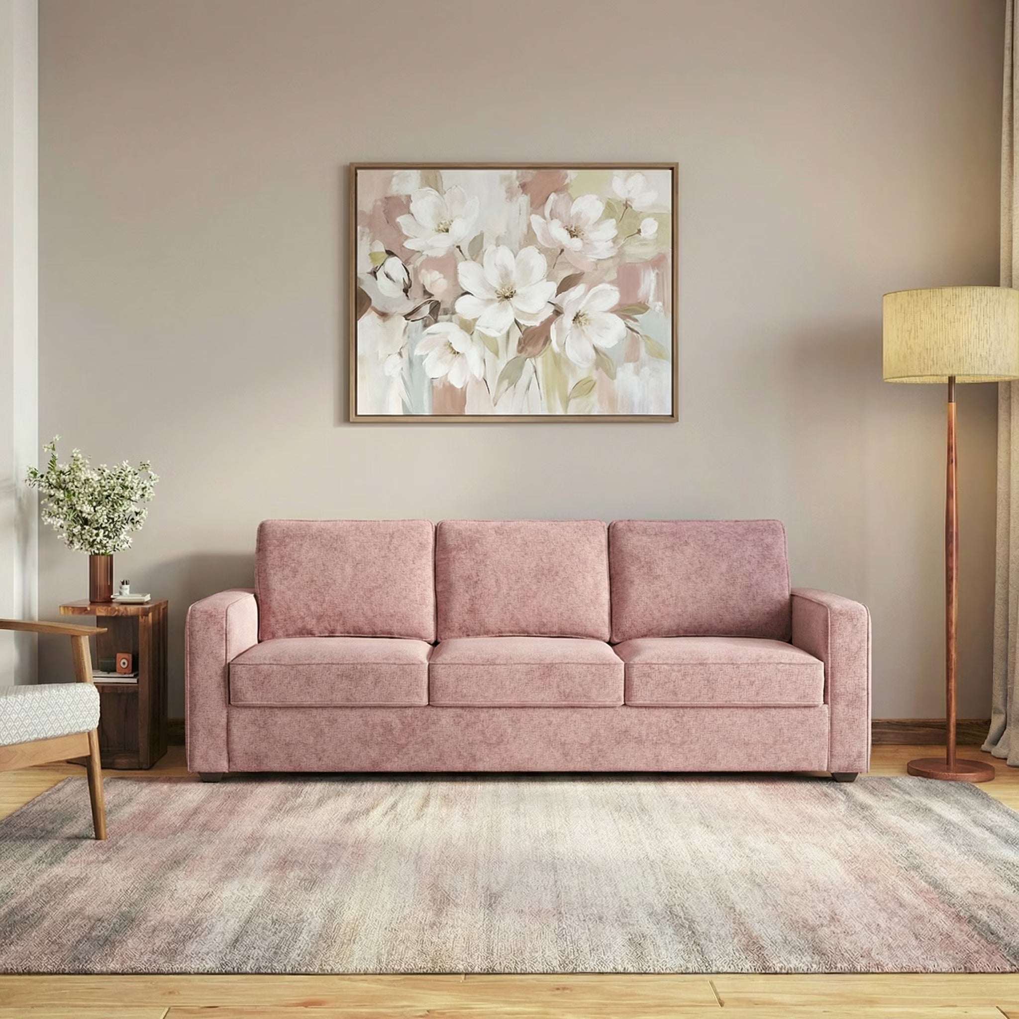 Apollo Suede Sofa Set - Luxe Maple Pink