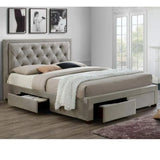 Apollo Upholstered Bed with Drawers Storage in Suede – Premium Storage Bed - Luxe Maple