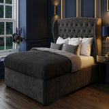 Boombox Luxury Upholstered Bed in Suede | Modern Luxury Bed - Luxe Maple