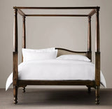 Mid Century Solid Wood Luxury Poster Bed in Dark Brown