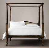 Mid Century Solid Wood Luxury Poster Bed in Dark Brown