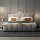 Curving Premium Upholstered Bed in Suede King Pro