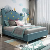 Dino Luxury Upholstered Kids Bed Without Storage in Suede | Designer Kids Bed - Luxe Maple