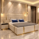 Dollar Luxury Upholstered Bed with Side Tables | Premium Bed - Luxe Maple