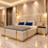 Dollar Luxury Upholstered Bed with Side Tables