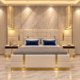 Dollar Luxury Upholstered Bed with Side Tables