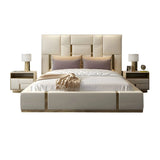 Donald Upholstered Bed In Leatherette - Luxe Maple