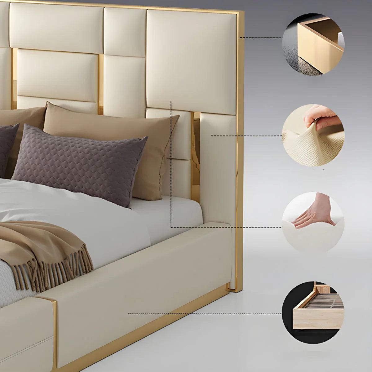 Donald Upholstered Bed In Leatherette - Luxe Maple