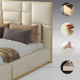 Donald Upholstered Bed In Leatherette - Luxe Maple