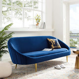 Subline Luxury Mid-Century Sofa In Suede Blue