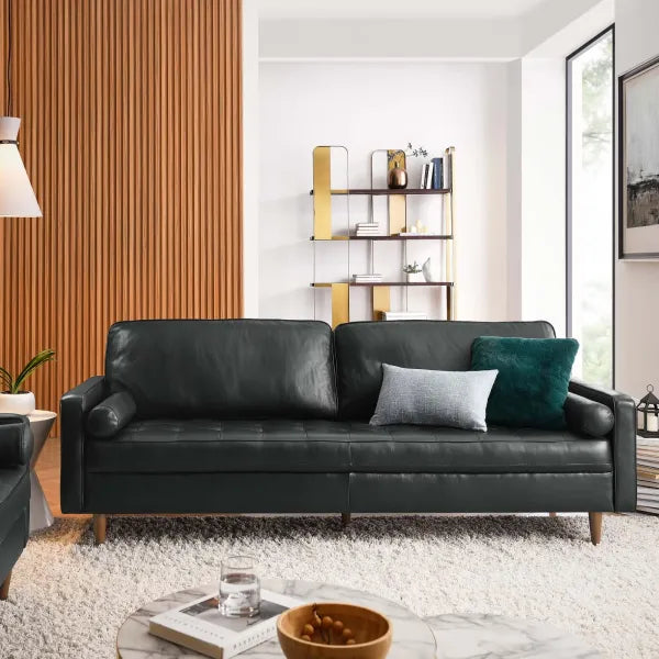 Valour Luxury Sofa Set in Leatherette Black