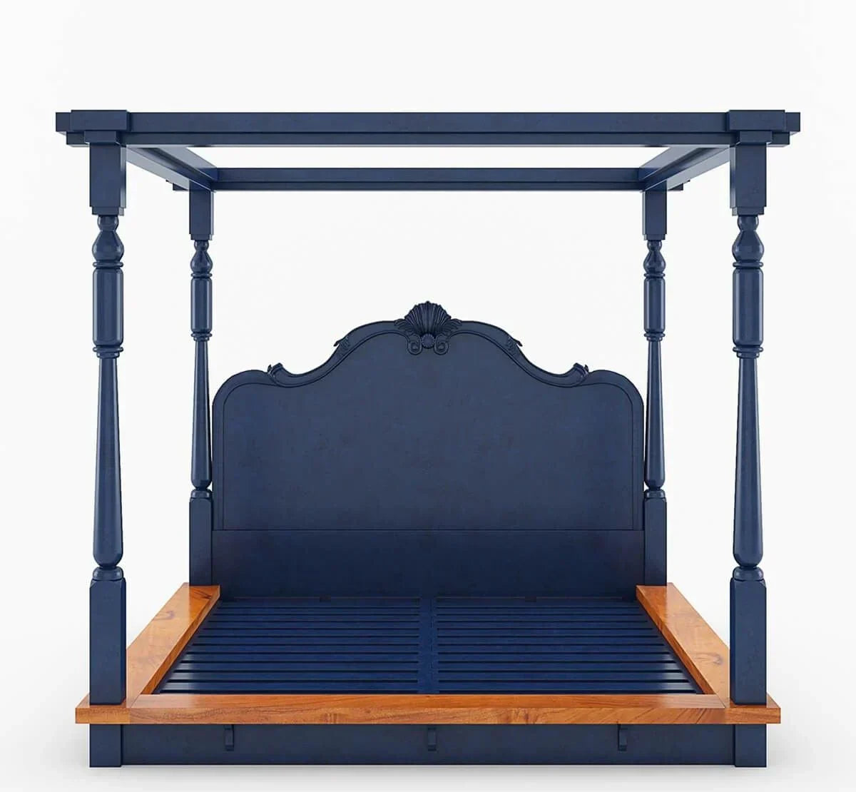 Florance Solid Wood Luxury Poster Bed in Honey Teak