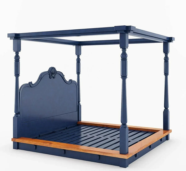 Florance Solid Wood Luxury Poster Bed in Honey Teak.