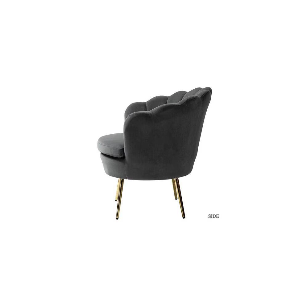 Flower Accent Chair In Suede - Luxe Maple