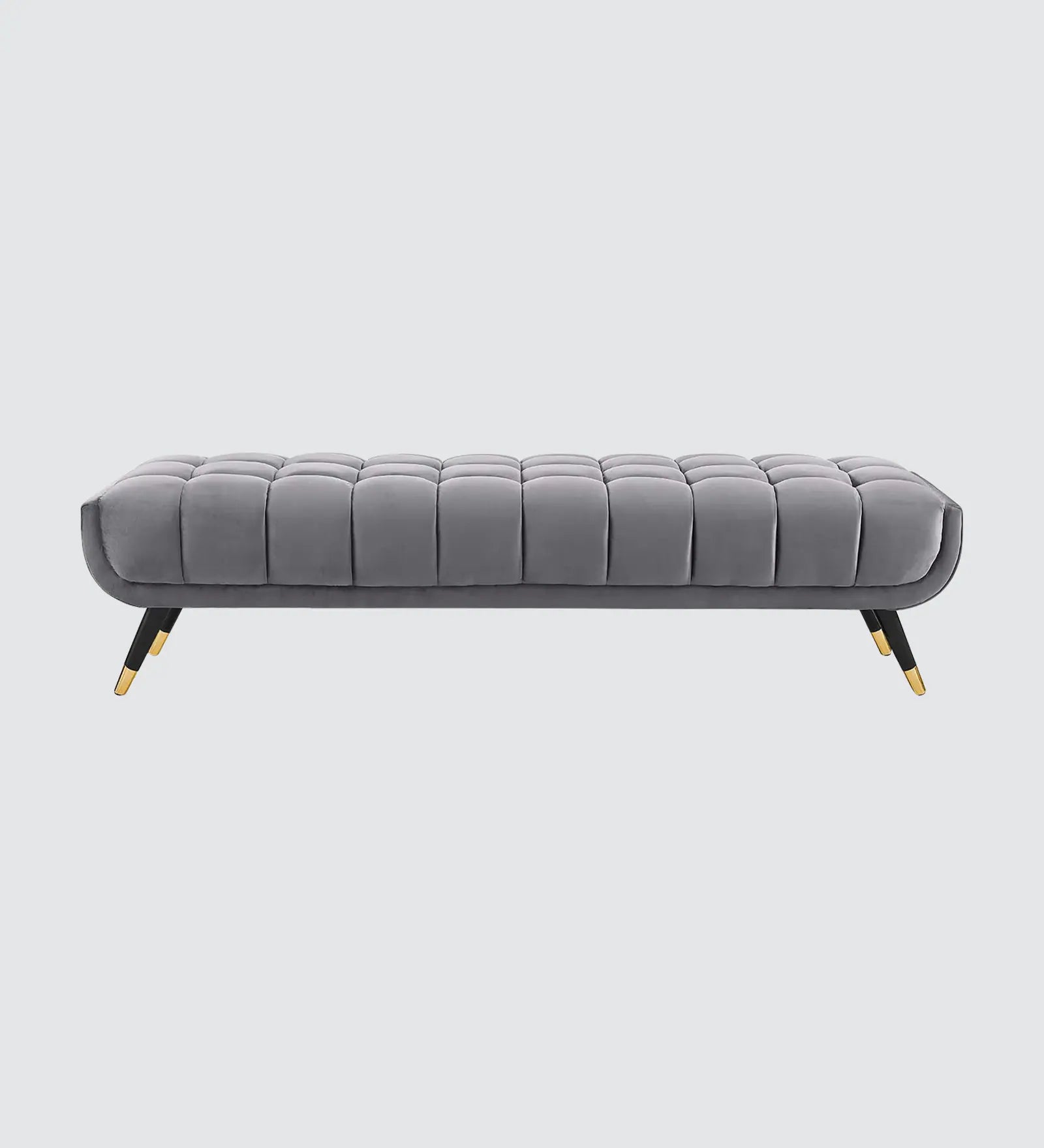 Foster Straight Bench in Grey Suede - Luxe Maple