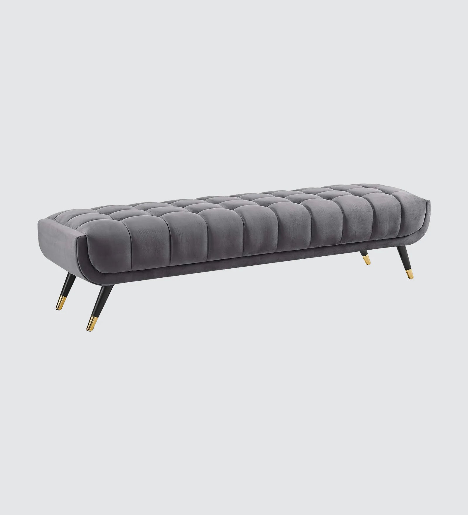 Foster Straight Bench in Grey Suede - Luxe Maple