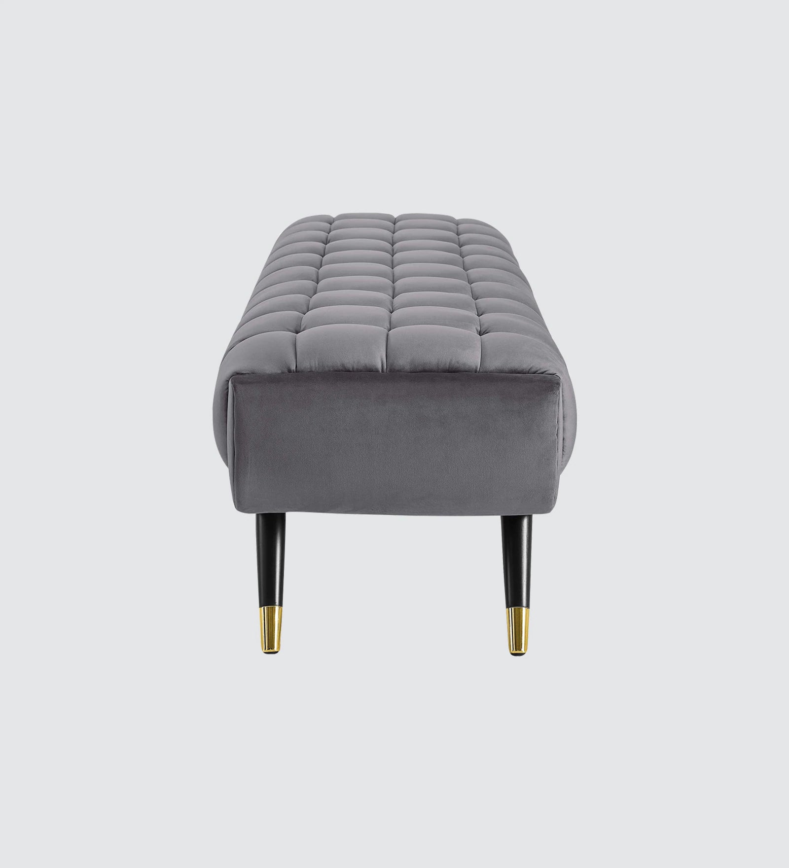 Foster Straight Bench in Grey Suede - Luxe Maple