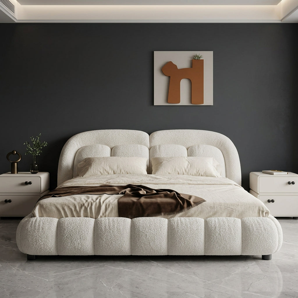 Fusion Premium Upholstered Bed in Brooklyn Fabric | Modern Bed - Luxe Maple