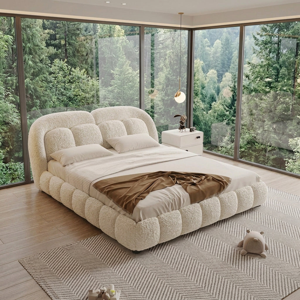 Fusion Premium Upholstered Bed in Brooklyn Fabric | Modern Bed - Luxe Maple