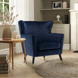 Rome Luxury Accent Chair In Suede Navy