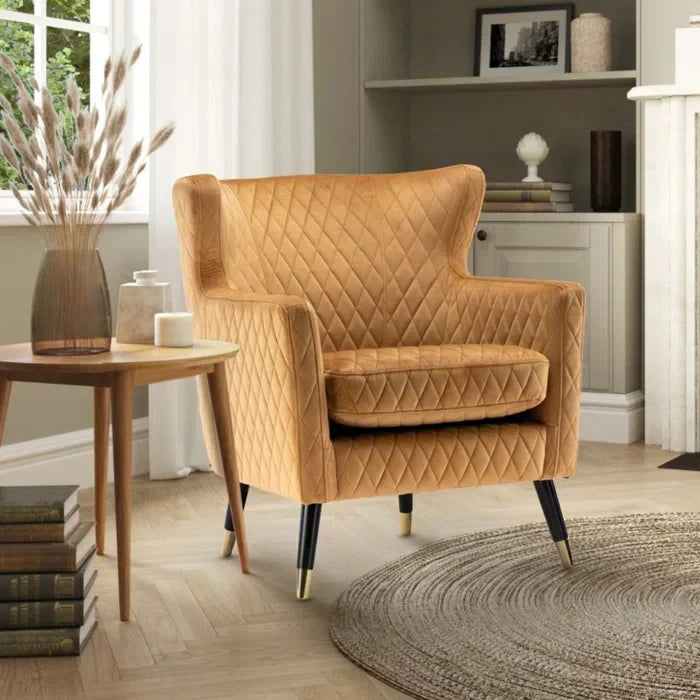 Rome Luxury Accent Chair In Suede tan