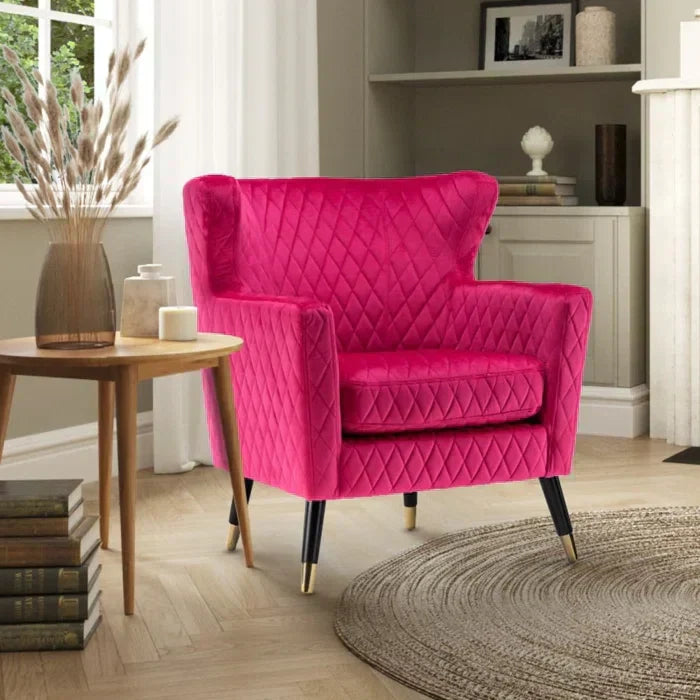 Rome Luxury Accent Chair In Suede pink