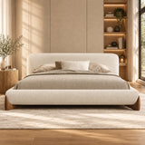 Grande Premium Upholstered Bed Without Storage | Brooklyn Fabric - Luxe Maple