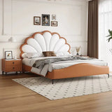 Blossom Luxury Upholstered Bed Without Storage in Leatherette Tan