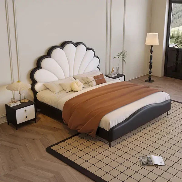 Blossom Luxury Upholstered Bed Without Storage in Leatherette Black