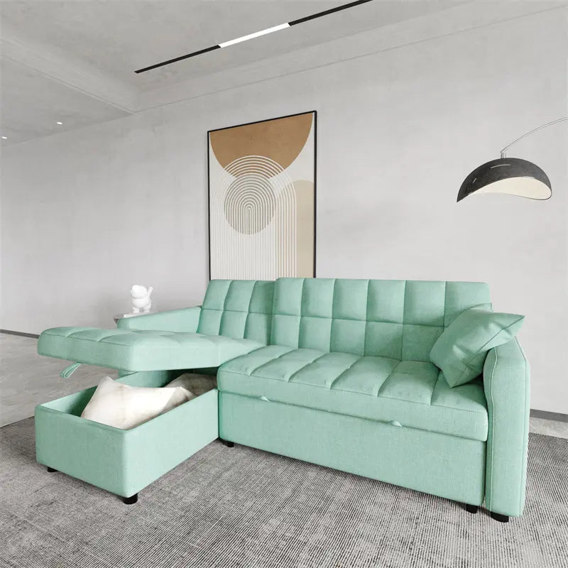 Confy Sofa Cum Bed In Suede Green