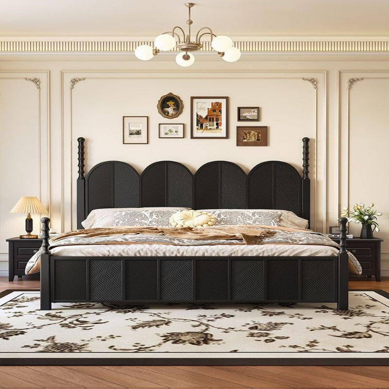 Hercules Solid Wood Antique Premium Poster Bed In Black