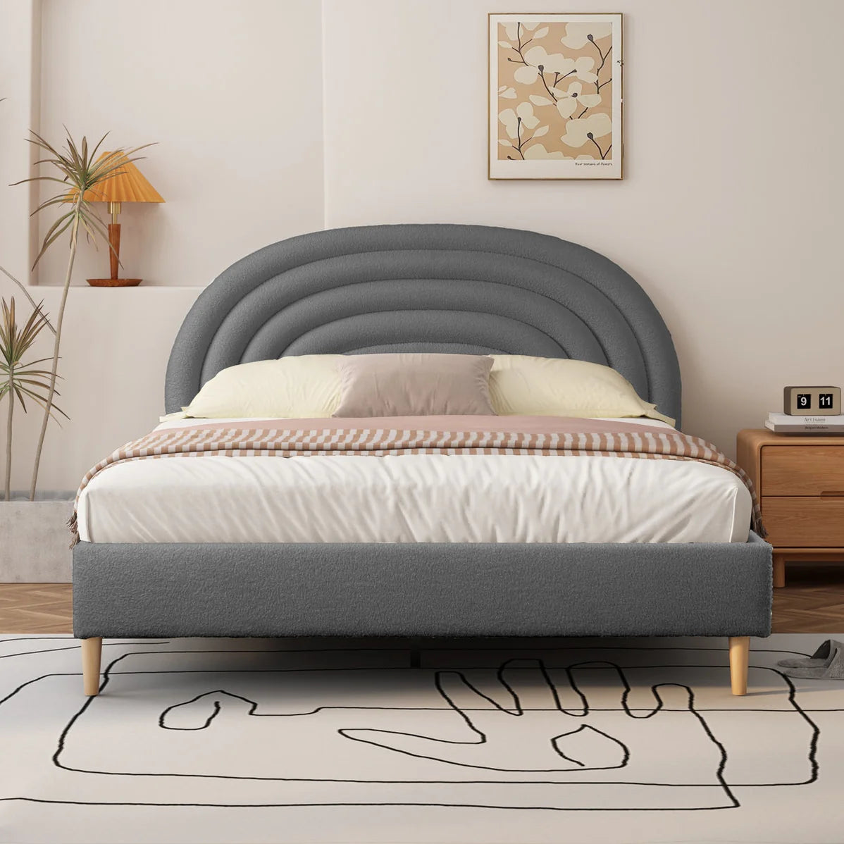 Hero Upholstered Non Storage Bed In Brooklyn - Luxe Maple Grey