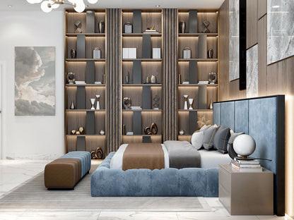 Loox Premium Upholstered Bed in Suede with Side Tables