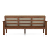 Jackson Wooden Sofa Set in Beige Suede - Luxe Maple