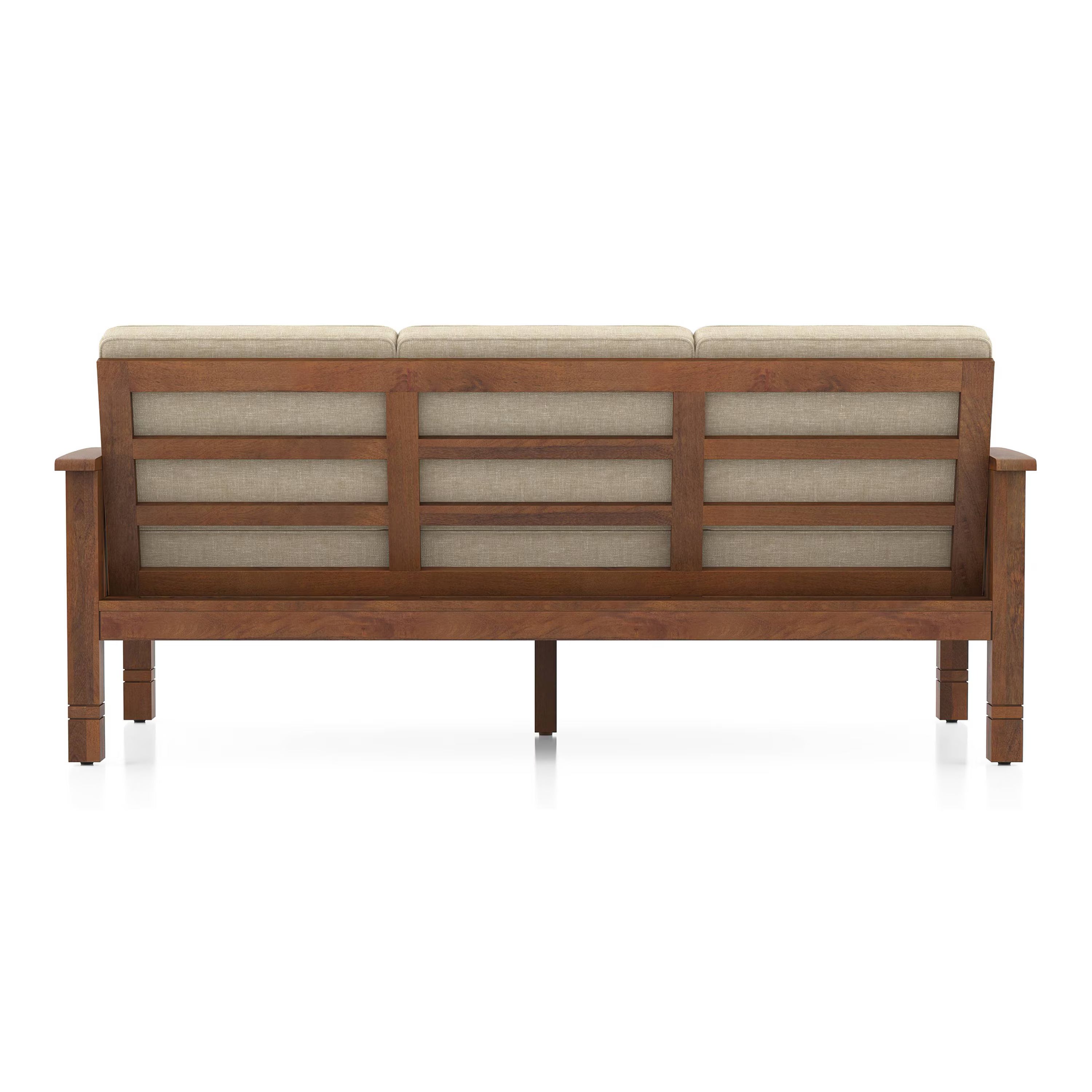 Jackson Wooden Sofa Set in Beige Suede - Luxe Maple