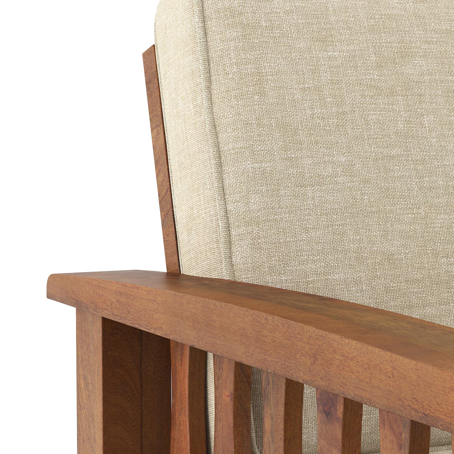 Jackson Wooden Sofa Set in Beige Suede - Luxe Maple