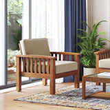 Jackson Wooden Sofa Set in Beige Suede - Luxe Maple 1 Seater