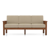 Jackson Wooden Sofa Set in Beige Suede - Luxe Maple